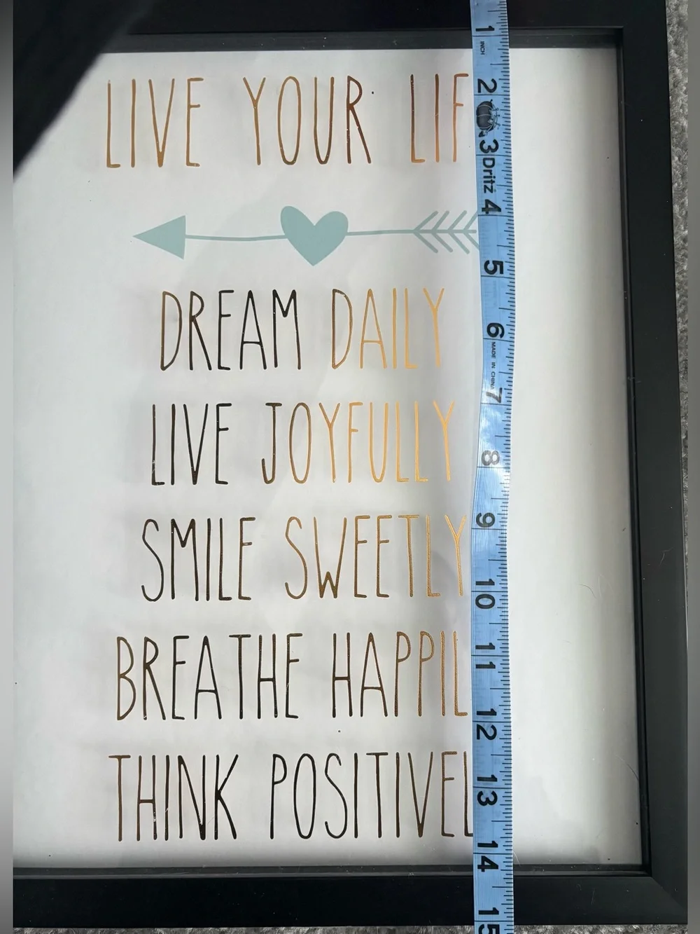 Hobby Lobby Mint Heart & Gold Lettering Inspirational Wall Art 12” x 15”
